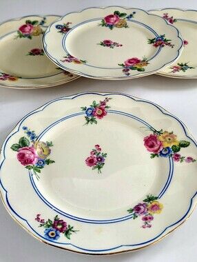 Vtg Grindley England Creampetal Devonshire Rose 6" Dessert Plates - Set of 4